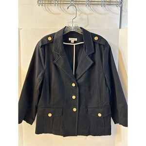 Joan Rivers black blazer jacket  xl gold buttons‎ rn#90133